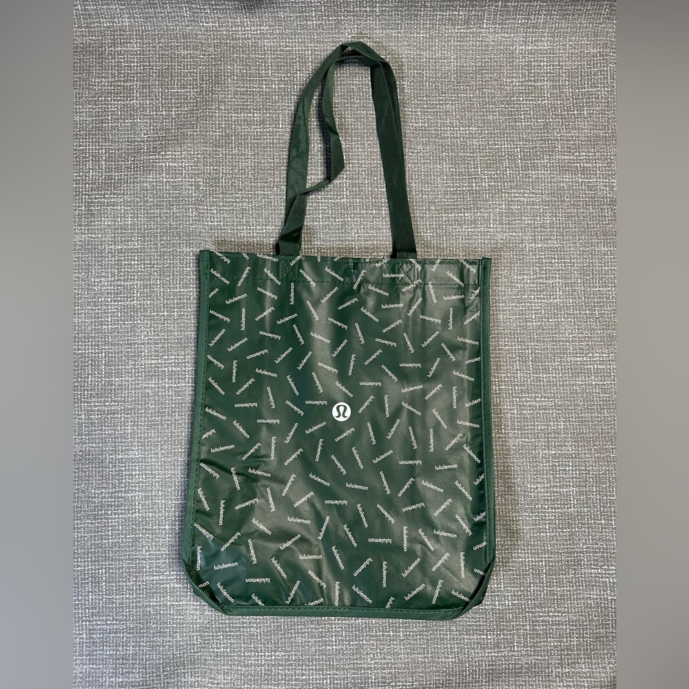 Lululemon Large recyclable reusable tote shopping bag green/white - Picture 2 of 8